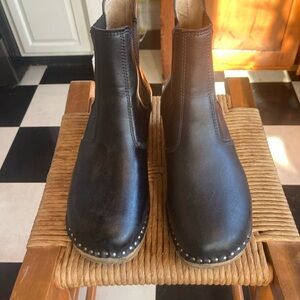 Troentorp Rockwell Black Leather Ankle Boots with Studded Soles